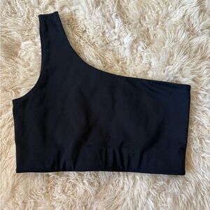 girlfriend collective Black One-Shoulder Crop Top